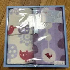 イルムスキッズ フェイスタオル タオルハンカチ 3点セット ILLUMS 猫　鳥