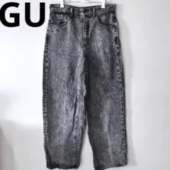 GU コクーンシルエットジーンズ デニムパンツ ウォッシュ加工 Lサイズ