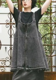 ニコアンド 2WAY OVER CAMISOLE ブラック