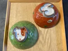 國右エ門窯　アニマルシリーズ　ご飯茶碗　2点　犬　うさぎのサムネイル