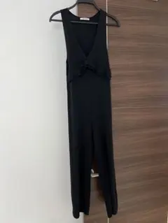 ZARA 胸 フリル サロペット リブ ニット 26