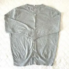 無印良品 グレー カーディガン 綿100% コットン ニット 七分袖