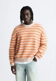 ♚*♚様 ザラ zara ストライプ ジャカードセーター モヘアニット ボーダー