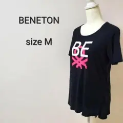 ベネトン　半袖T　黒　Tシャツ　カットソー　半袖　Tシャツ　ブラック　黒　M