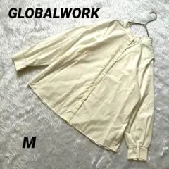【グローバルワーク】 ブラウス 美品 長袖 ノーカラー 前開き きれいめ フリル
