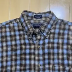 90s vintage チェックネルシャツ ブラウン ブルー usa