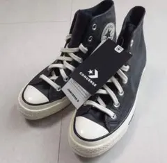 23cm コンバース チャックテイラー 黒 レザー ハイカット CT70 三ツ星