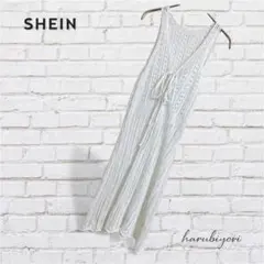 シーイン 透かし編みニットワンピース ノースリーブ ホワイト （S）リゾート風