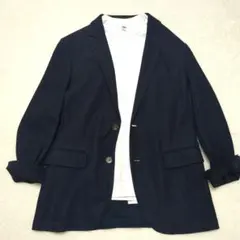 エポカ ウォモ ネイビー テーラードジャケット 二つボタン 麻 アンコン