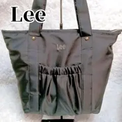 【美品希少】Lee ブラック ハンドバッグ 撥水 フリル ギャザー