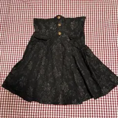 SHEIN シーイン　ジャガード花柄ハイウエスト フレアスカート 黒