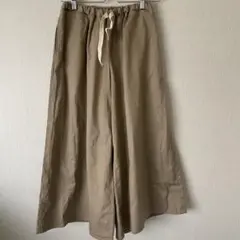 ハンドメイド　綿ワイドパンツ　ベージュF