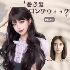 ロングウィッグ ブラック 耐熱ファイバー 自然な質感のサムネイル