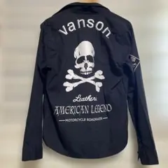 VANSON バンソン　ワークシャツ　長袖　ブラック　クロスボーンスカル　Ｌのサムネイル