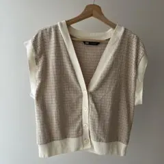 ZARA アイボリー マルチカラー ニットベスト S