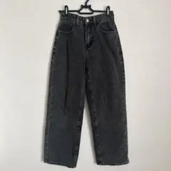 Dazy デニム ハイウエスト ワイドパンツ ダークグレー
