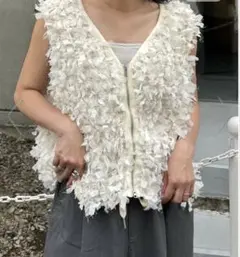 【CIAOPANIC TYPY】リボンフリンジZIPベスト/アイボリー