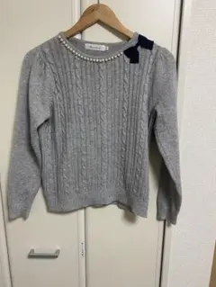 クチュールブローチ パール付き ニット 38 M フェミニン　可愛い　リボン