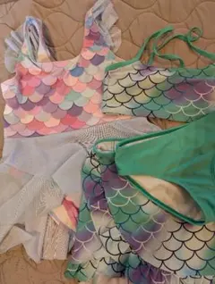 120cm〜130cm女の子水着　マーメイドスケール柄水着セット
