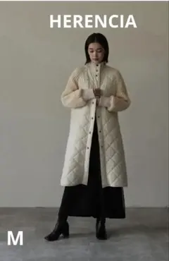 ヘレンチアキルティング ニットドッキング ロングリブ スタンドカラー コート HERENCIA（ヘレンチア）の「キルティング ニット ドッキング