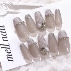 3698 ネイルチップ 量産型 ワンホン フレンチガーリー 韓国 地雷 オーダー