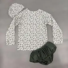 新品　オリーブ　長袖　ラッシュガード　キャップ　水着セット女の子　130