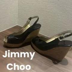 黒のオープントゥウェッジサンダル