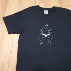 美品 ギルダン 手書き風 力士 プリント Tシャツ