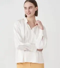 BALLSEY ハイカウントサテン ネックフリルブラウス