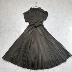 極美品✨ローレンラルフローレン プリーツシャツワンピース ベルト付き カーキ