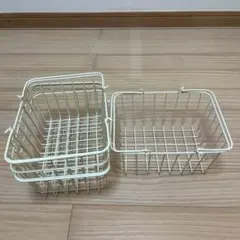 アイボリー金属製バスケット　4個セット