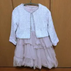 女の子 130cm ピンク ツイード フォーマルワンピース ドレス ジャケット