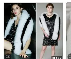 美品 グレースコンチネンタル カシミヤ混 フォックス ファー ダッフル