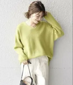 ◆ SHIPS シップス　定価1,7万　ニット　ウール　イエローグリーン