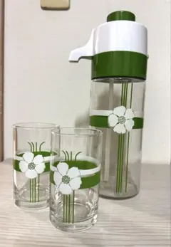 昭和レトロ ガラス製ポットとグラスセット
