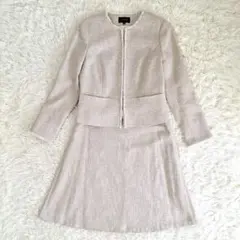 B1489 ケティ スカートスーツ ツイード セットアップM ベージュ