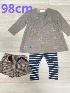 子ども服　98cmサイズ　３点セット　ワンピース　パンツ　秋冬