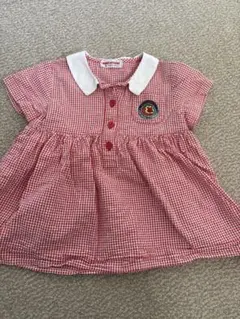 MIKI HOUSE 半袖ワンピース　ギンガムチェック赤 サイズ80