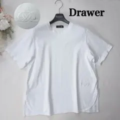 極美品 ドゥロワー 定番 ロゴ刺繍 ヘムラウンド クルーネック