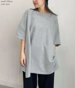 【PICHI】オーバーサイズドルマンTシャツ グレーのサムネイル