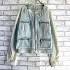 マイケルコース　ノーカラーデニムジャケット　オンワード樫山　水色　M相当