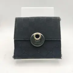 グッチ　折財布　財布　ウォレット　GGキャンバス　金具ロゴ　ブラック
