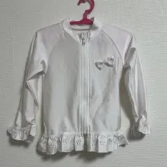 ホワイト フリル付き ラッシュガード　90