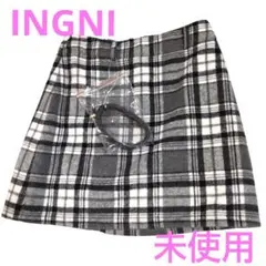 【新品未使用】イング　ingni グレーとホワイトのチェック柄　ミニスカート M