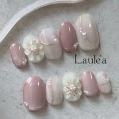 現品　ニュアンスネイル　ぷっくりフラワー　花　春　ピンク　マグネット　ワンホン