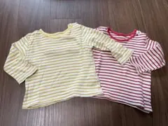 長袖カットソー 2枚セット ストライプ