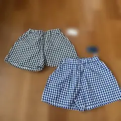 新品　タグ付き　ギンガムチェック　ハーフパンツ　双子　110