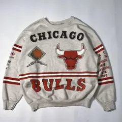 90s NBA ブルズ USA製 スウェット XL グレー系 トレーナー7239