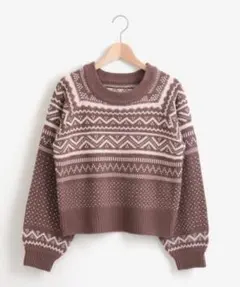 【新品未使用】マジェスティックレゴン フェザーミックスノルディック柄ニット