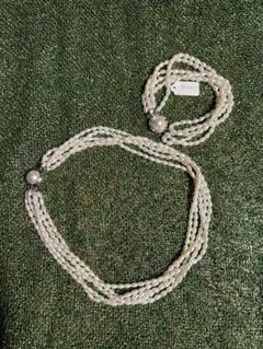 ホワイトパール 多層ネックレスとブレスレットのセット